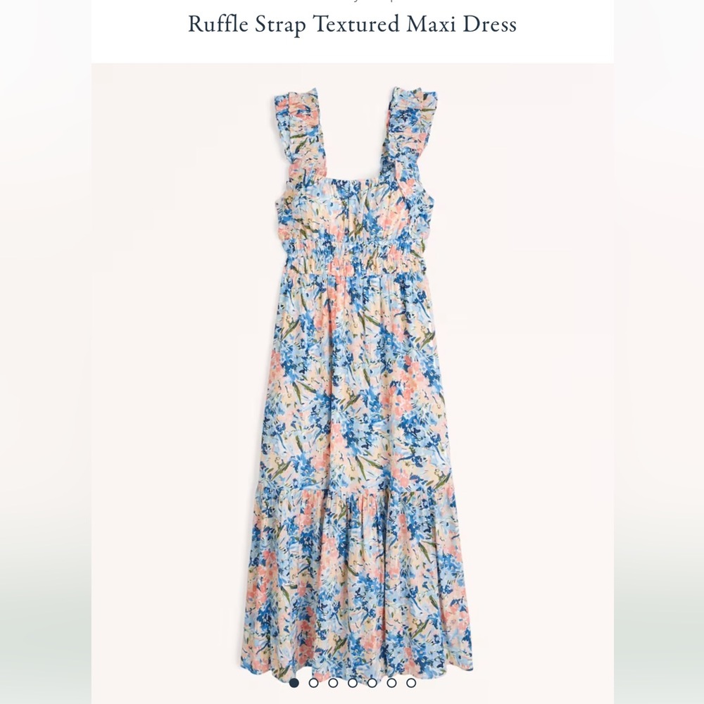 Abercrombie & Fitch Ruffle Strap Textured Maxi Dress